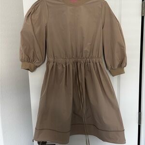 Chic Tan Puff Sleeve Mini Dress